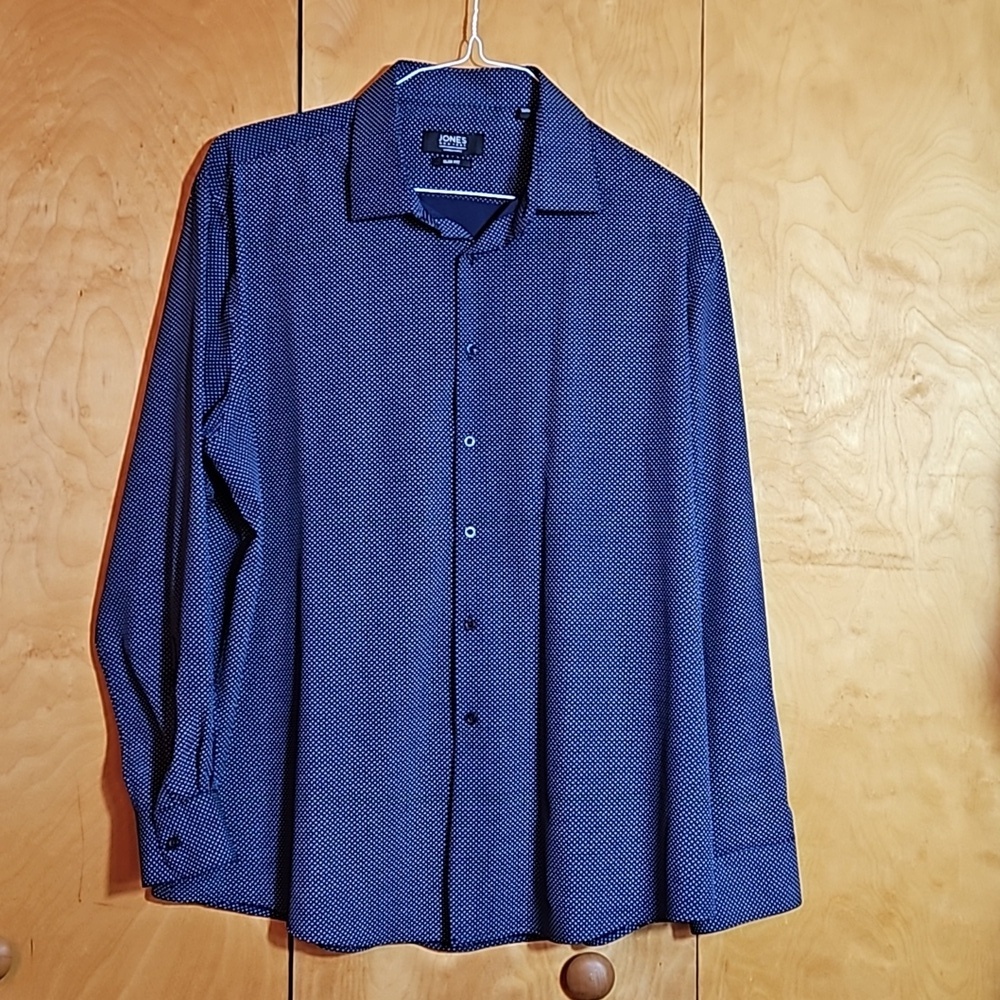Jones New York Signature Shirt Slim Fit Long Sleeve Button Down XL 17-17½ 34/35